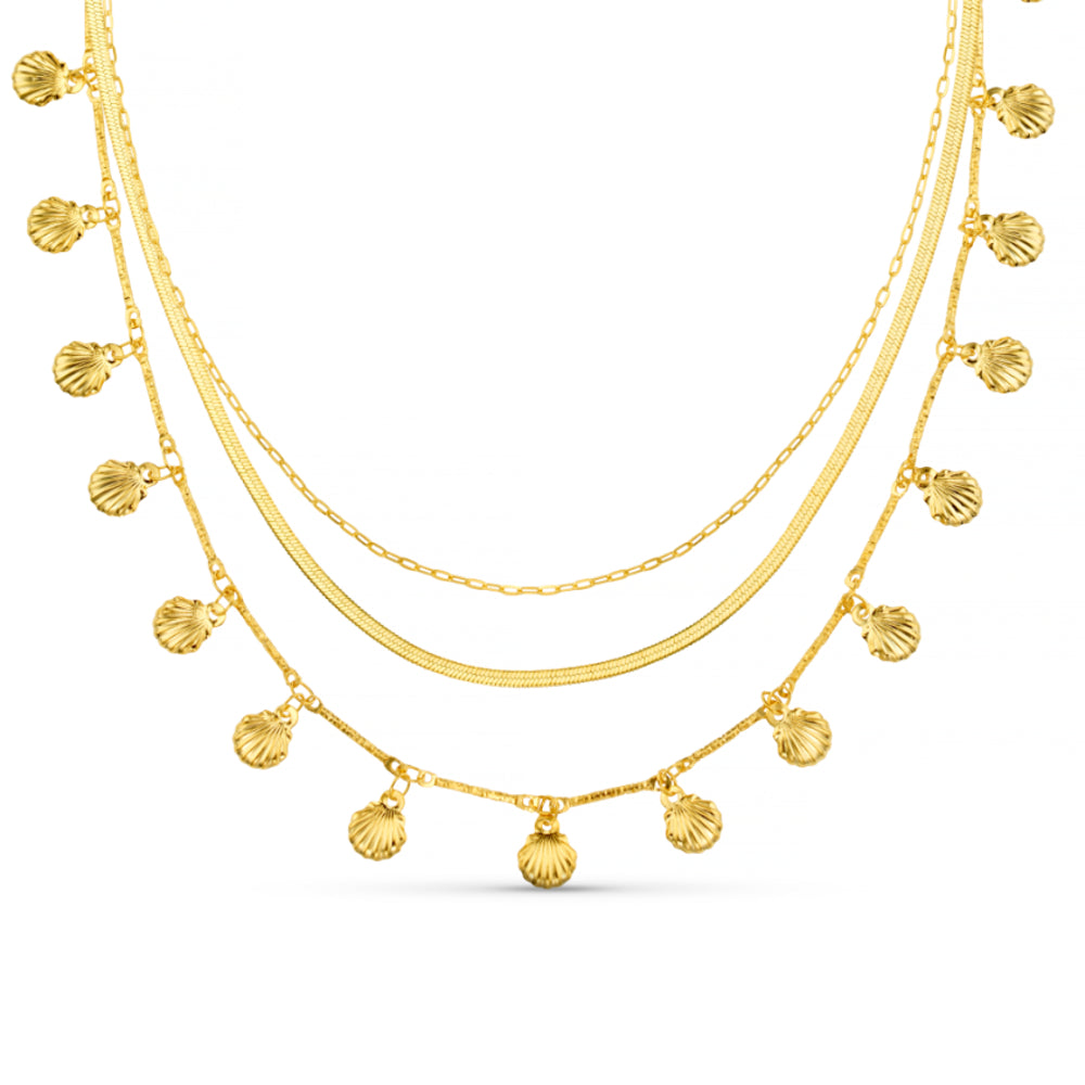Shell Fringe 3-Row Necklace